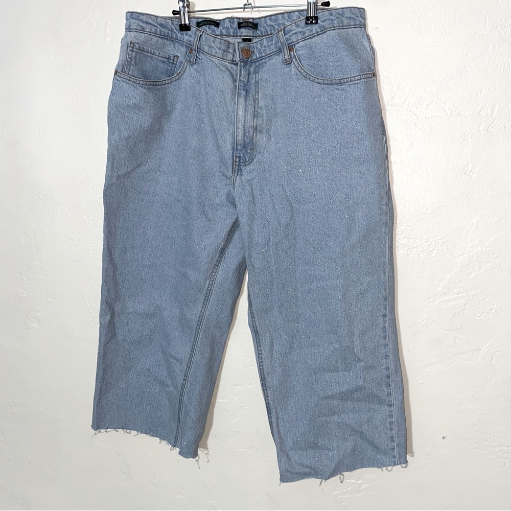 Glitter Jeans! Wide Leg Crop Wild Fable Women’s 14 Capri Cutoff Sparkly Glittery